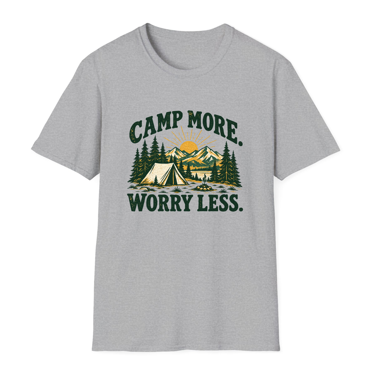 Camp More Worry Less T-Shirt - Sport Grey - front