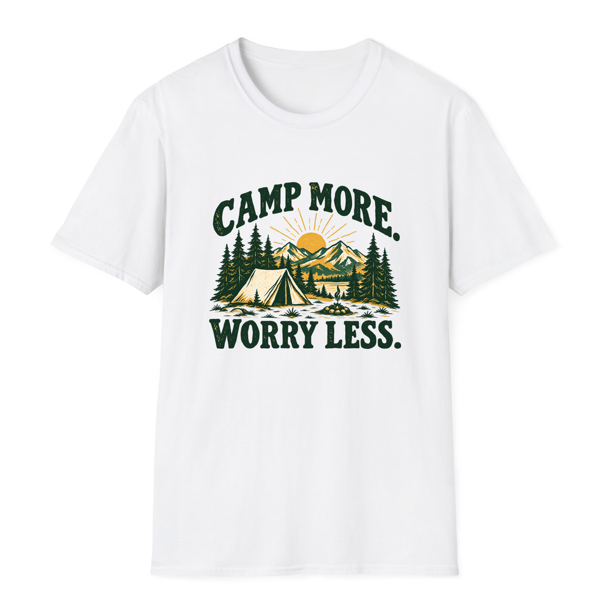 Camp More Worry Less T-Shirt - White - front