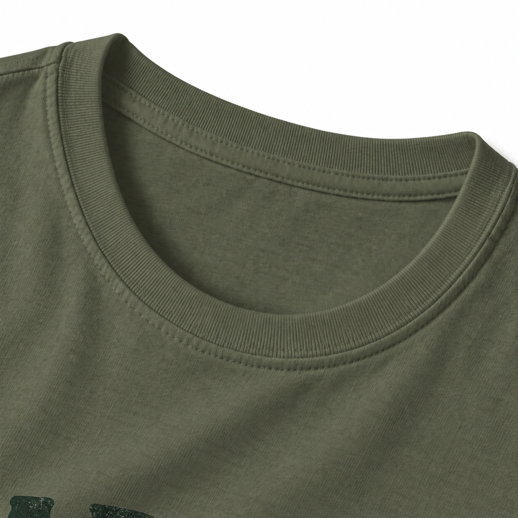 Cardio Was A Mistake T-Shirt - Military Green - collar close-up