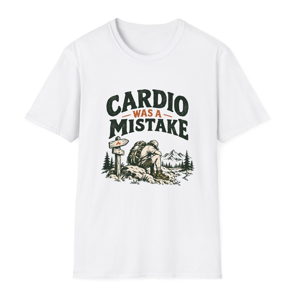 Cardio Was A Mistake T-Shirt - White - front