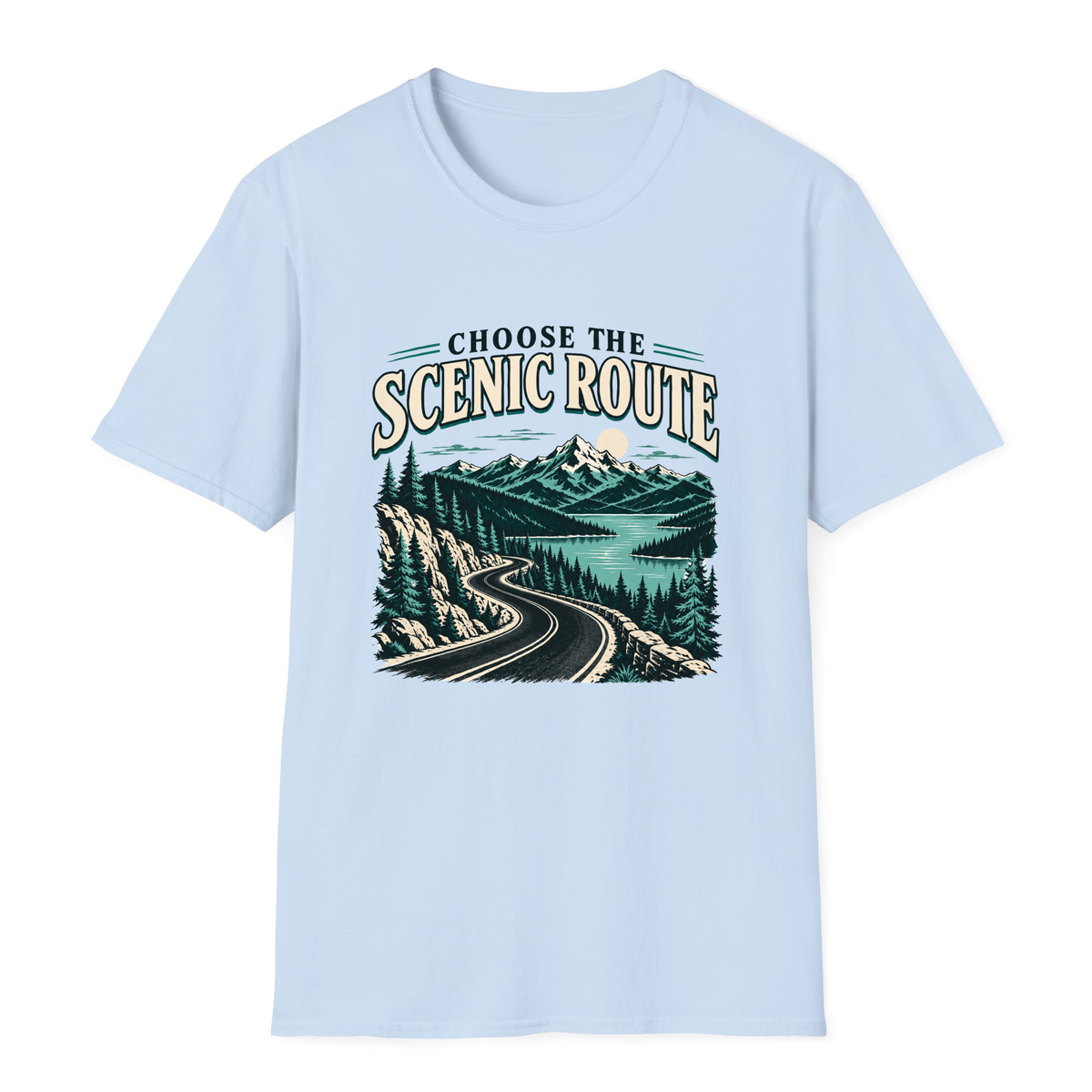 Choose The Scenic Route T-Shirt - Light Blue - front