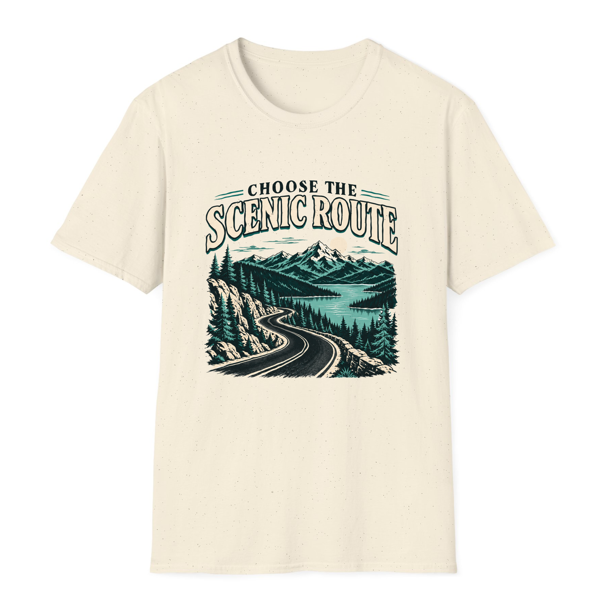 Choose The Scenic Route T-Shirt - Natural - front