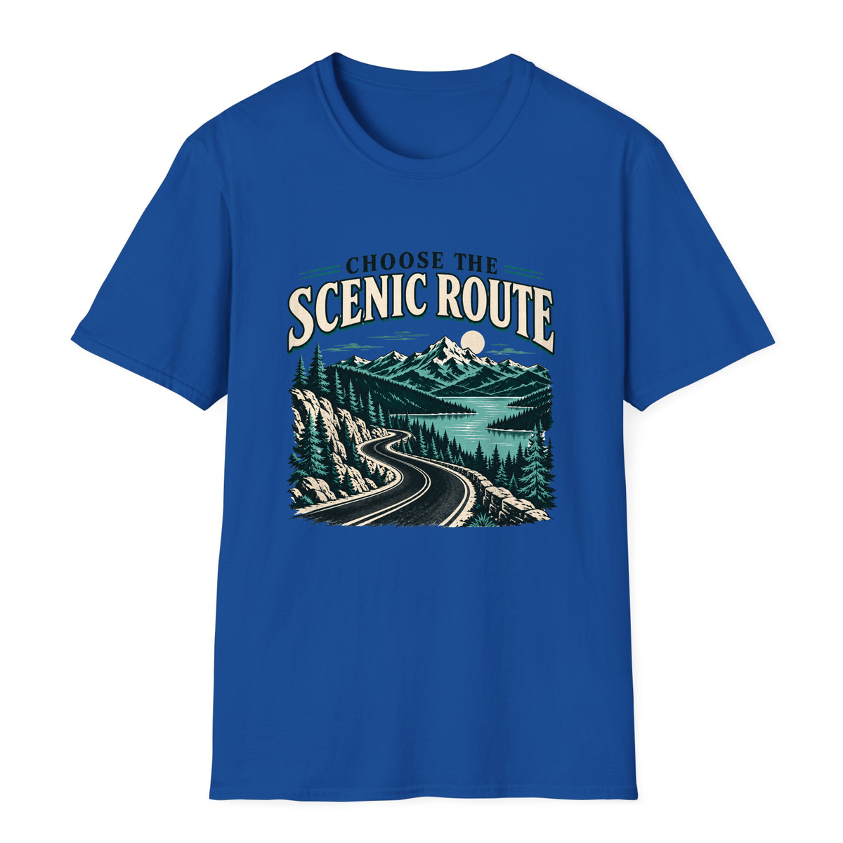 Choose The Scenic Route T-Shirt - Royal - front