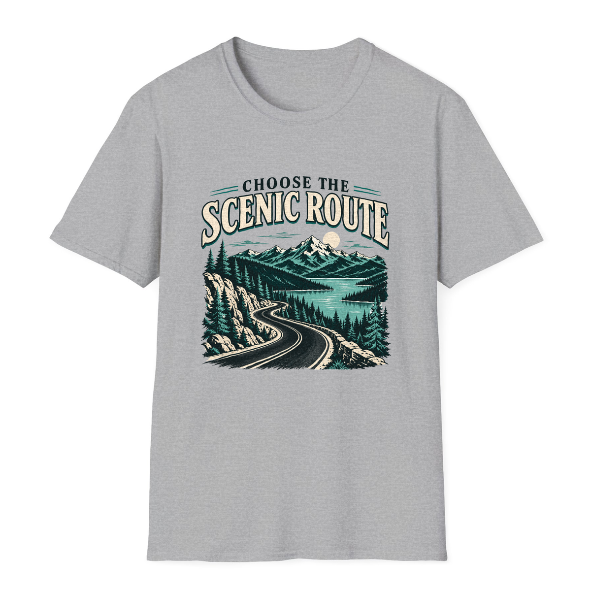 Choose The Scenic Route T-Shirt - Sport Grey - front