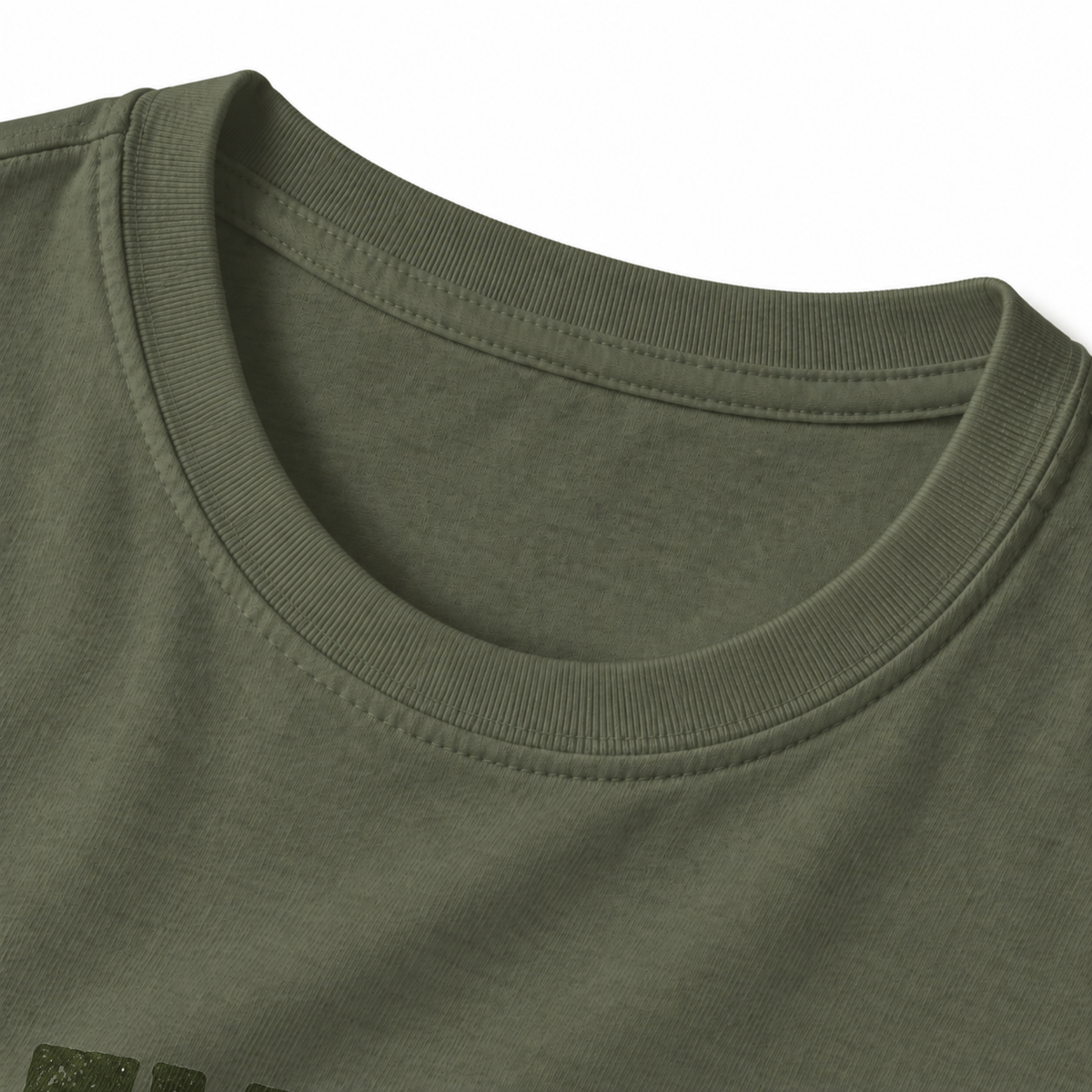 Elevation Is A Personal Attack T-Shirt - Military Green - collar close-up
