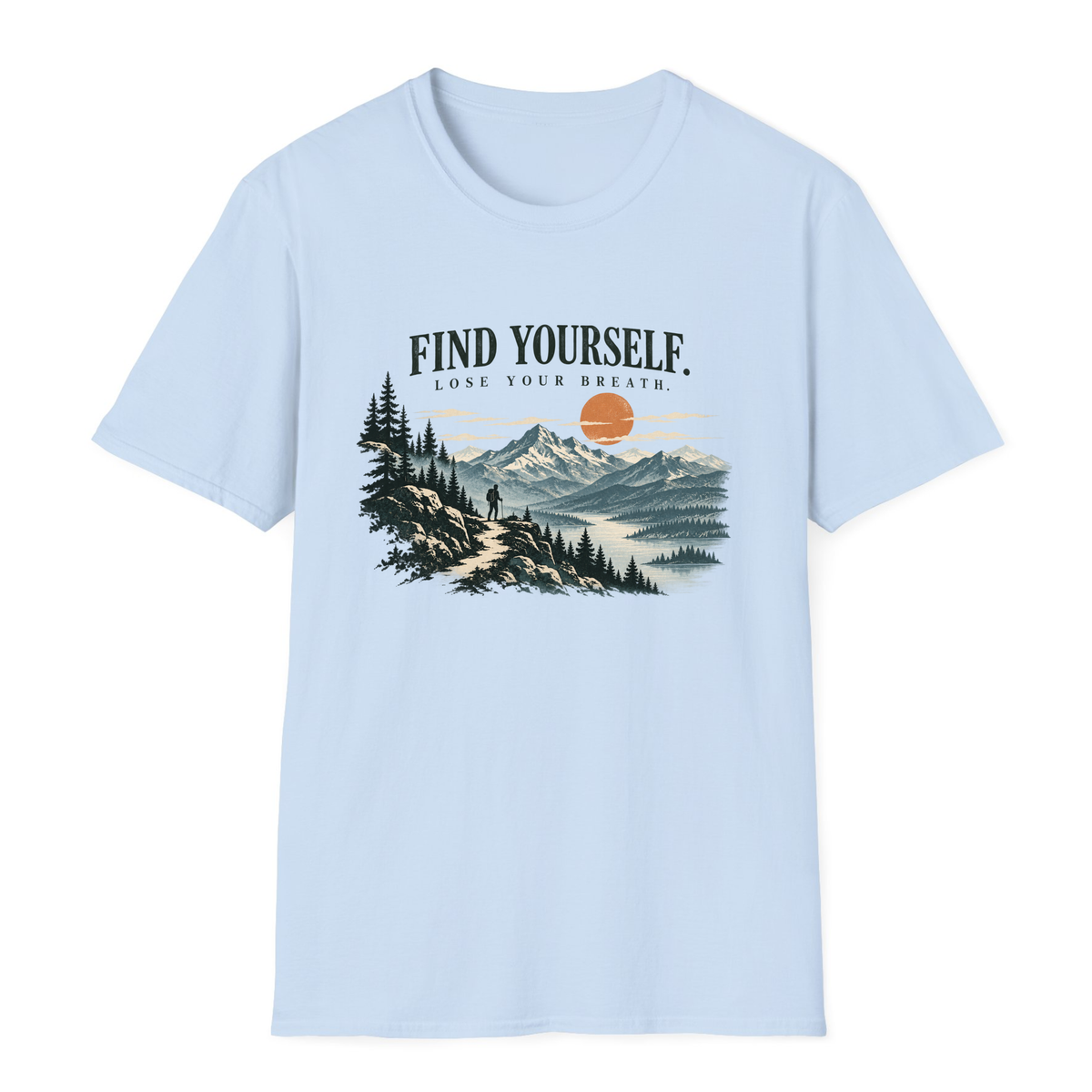Find Yourself Lose Your Breath T-Shirt - Light Blue - front