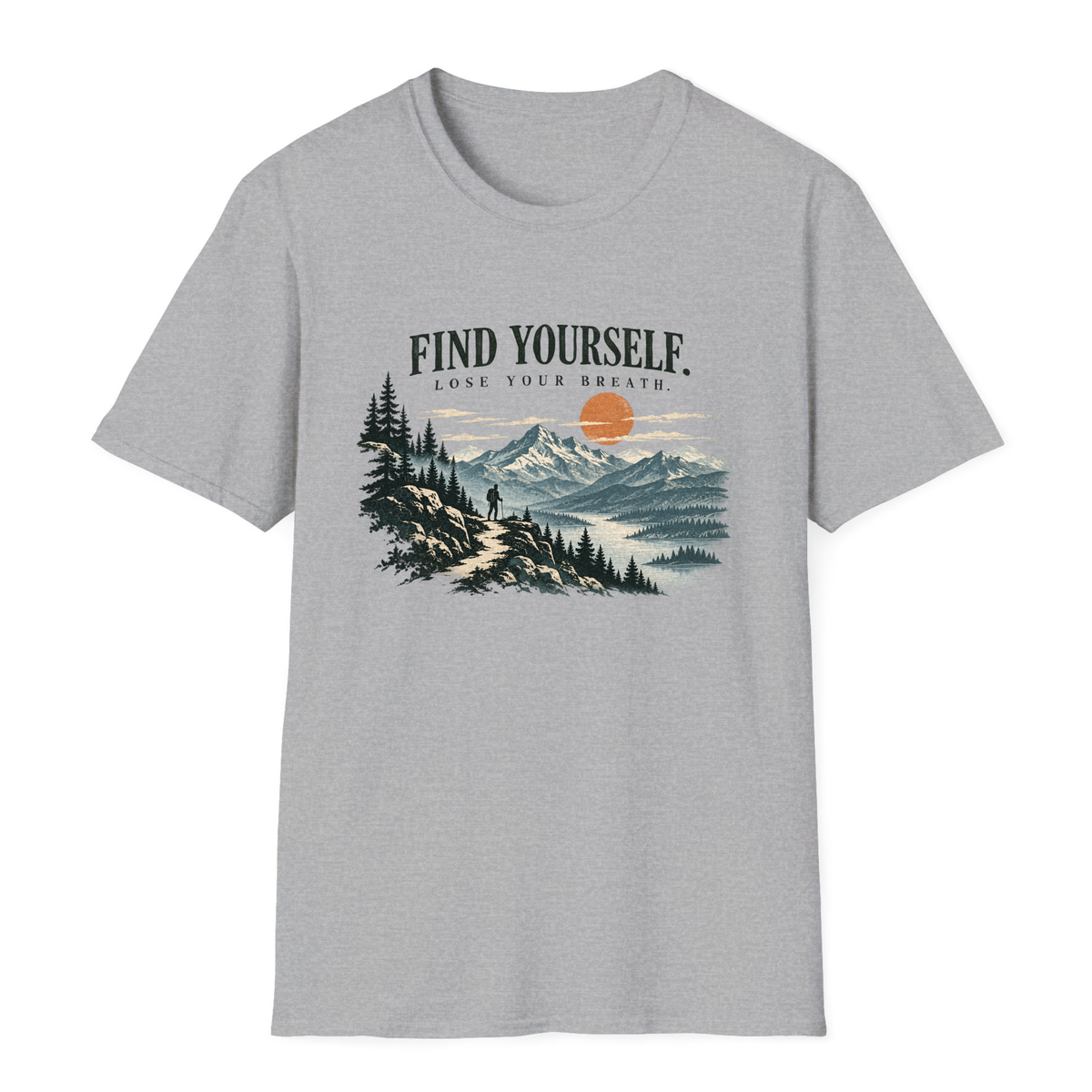 Find Yourself Lose Your Breath T-Shirt - Sport Grey - front