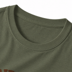 Finds Joy In Small Things T-Shirt - Military Green - collar close-up