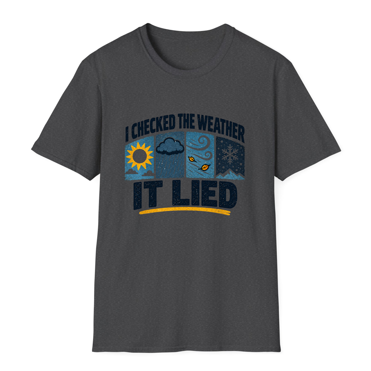 I Checked The Weather It Lied T-Shirt - Dark Heather - front