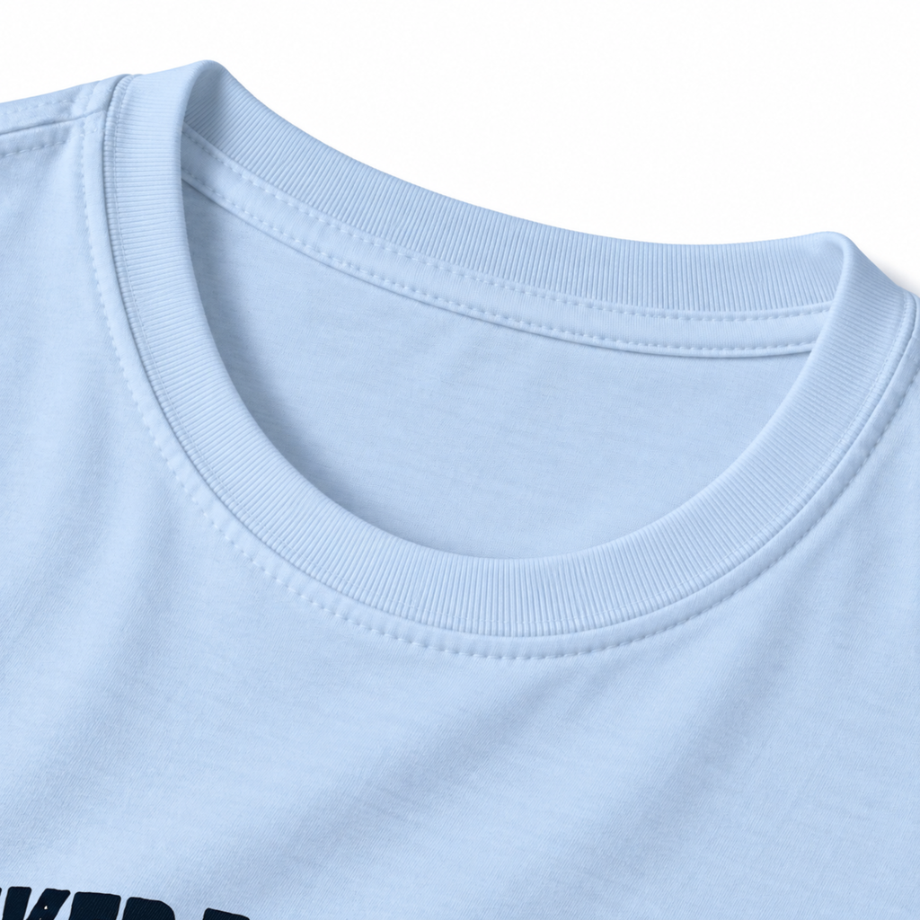 I Checked The Weather It Lied T-Shirt - Light Blue - collar close-up