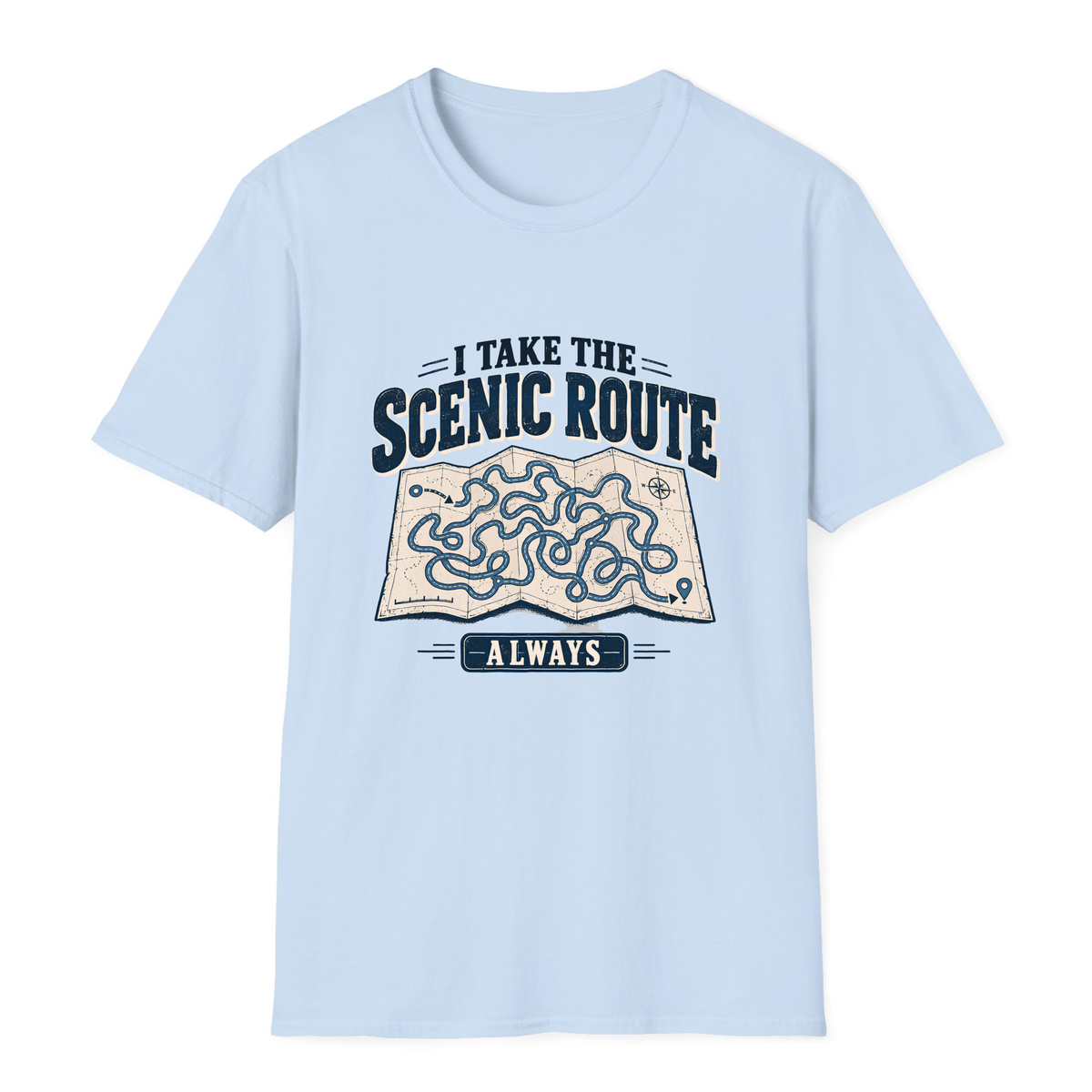 I Take The Scenic Route T-Shirt - Light Blue - front
