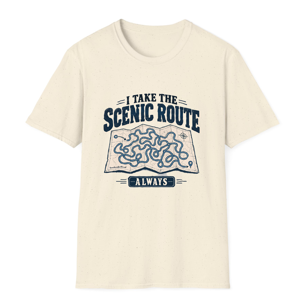 I Take The Scenic Route T-Shirt - Natural - front