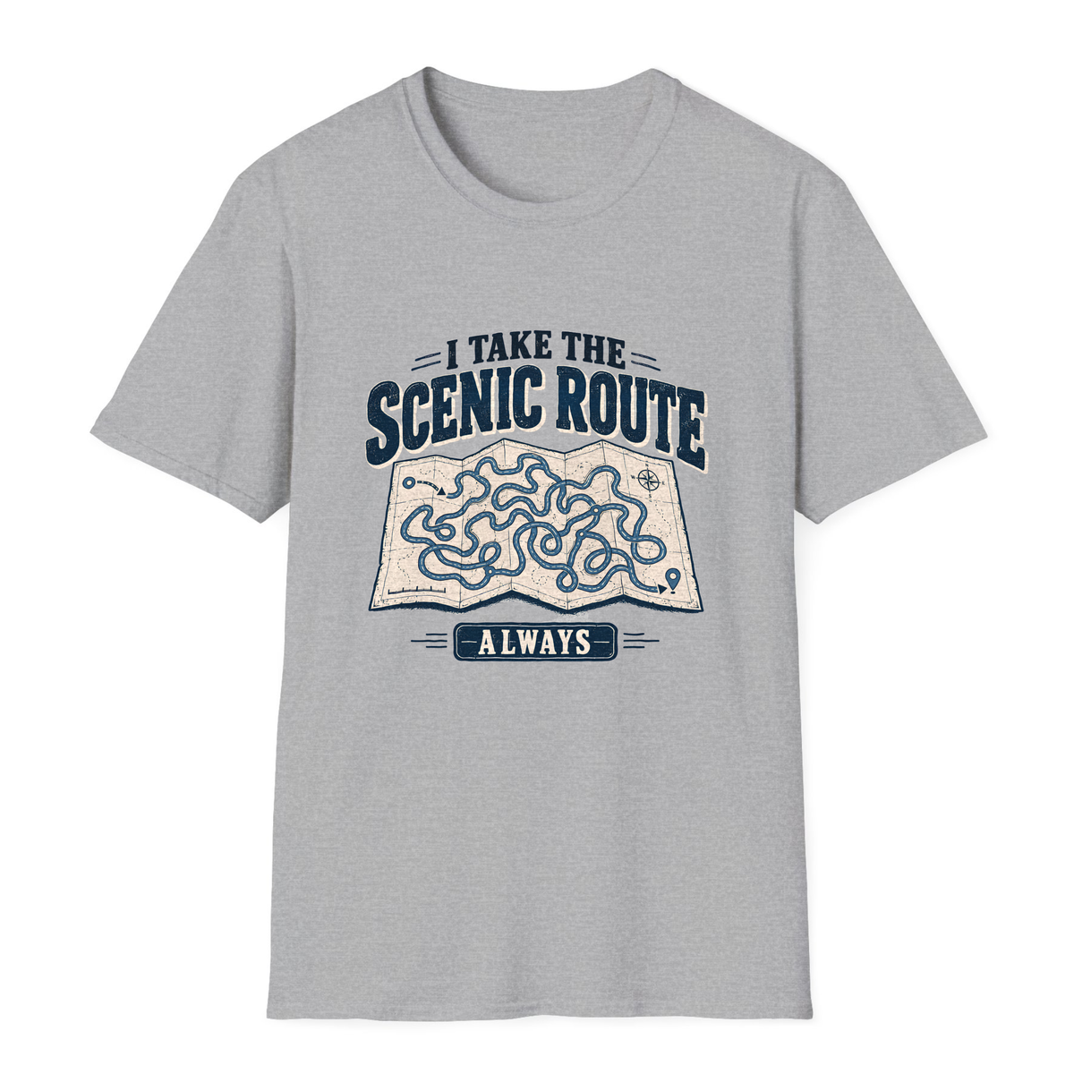 I Take The Scenic Route T-Shirt - Sport Grey - front
