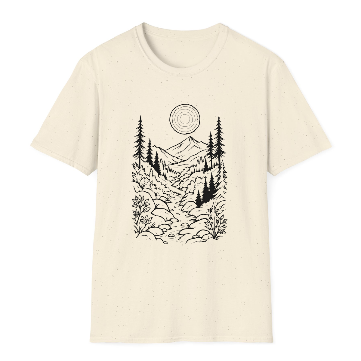 Moonlit Mountain Landscape T-Shirt - Natural - front