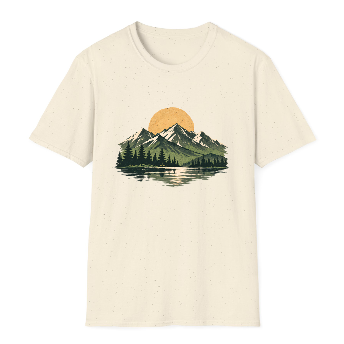 Mountain Lake Landscape T-Shirt - Natural - front