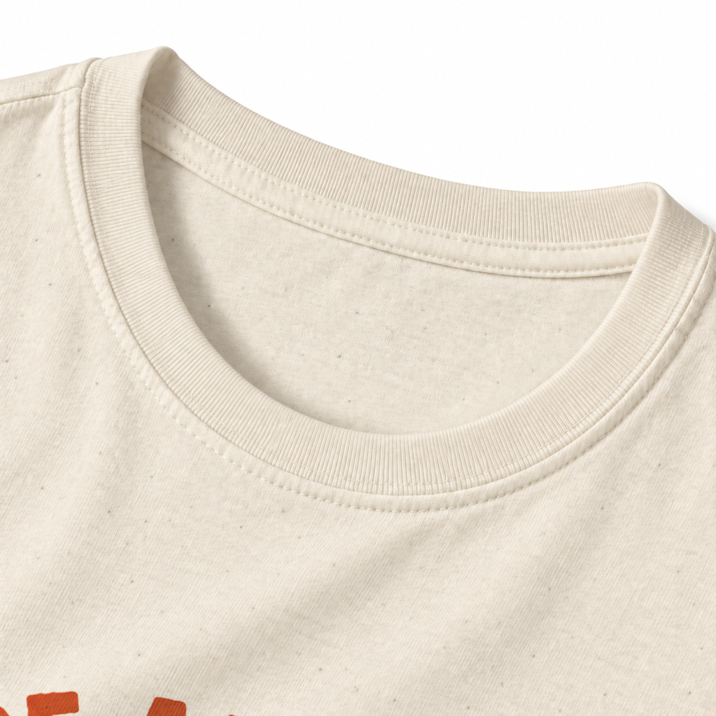 Nature And Chill T-Shirt - Natural - collar close-up