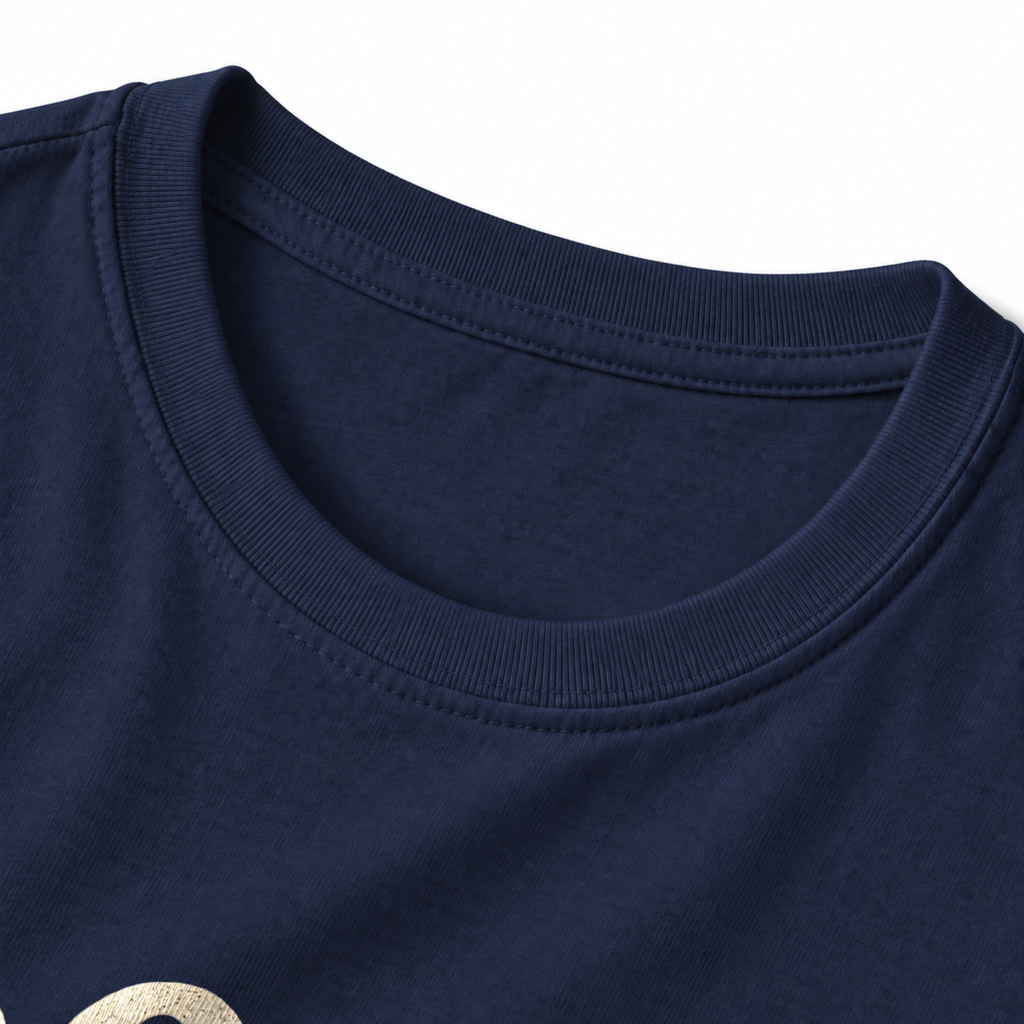 Roam Free T-Shirt - Navy - collar close-up
