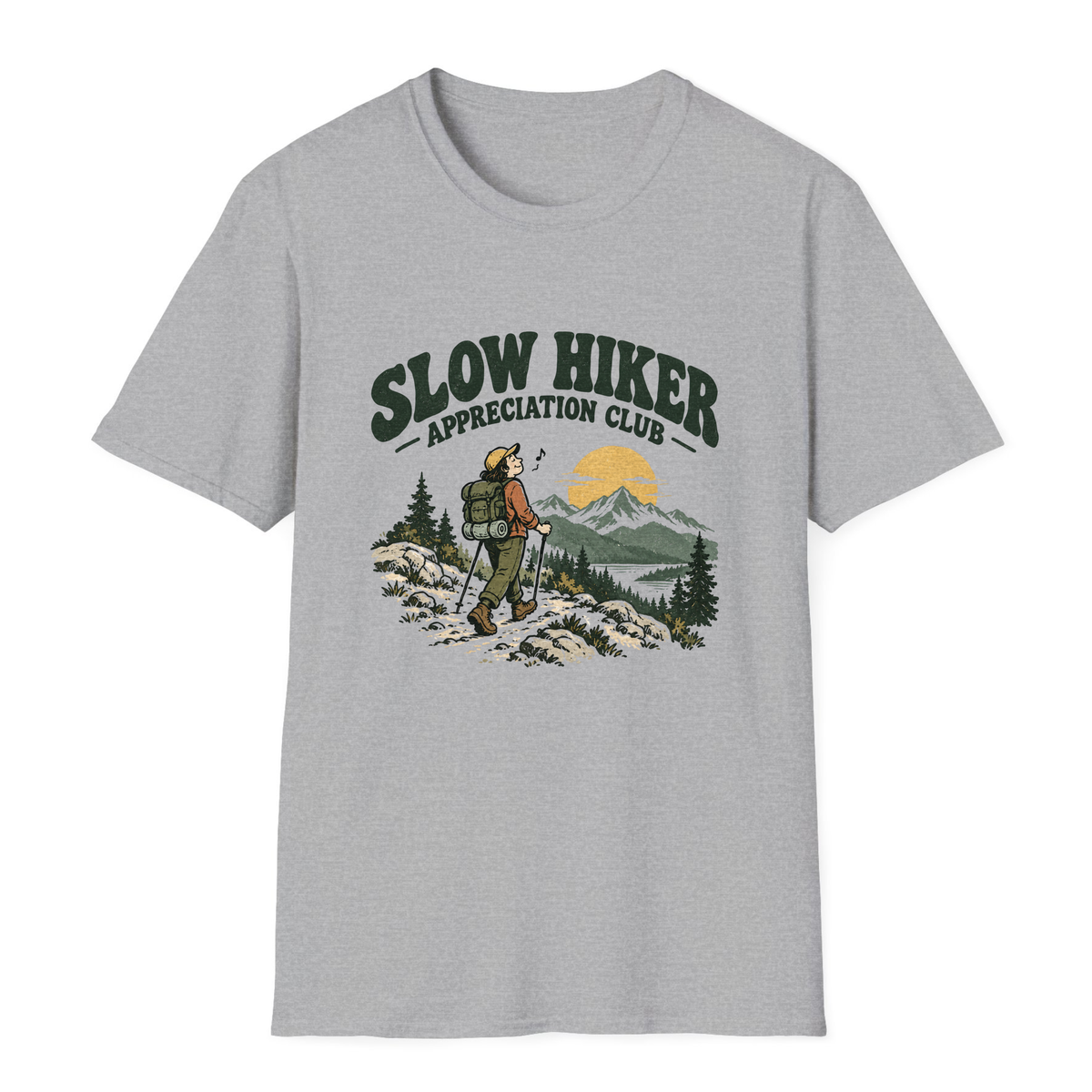Slow Hiker Appreciation Club T-Shirt - Sport Grey - front