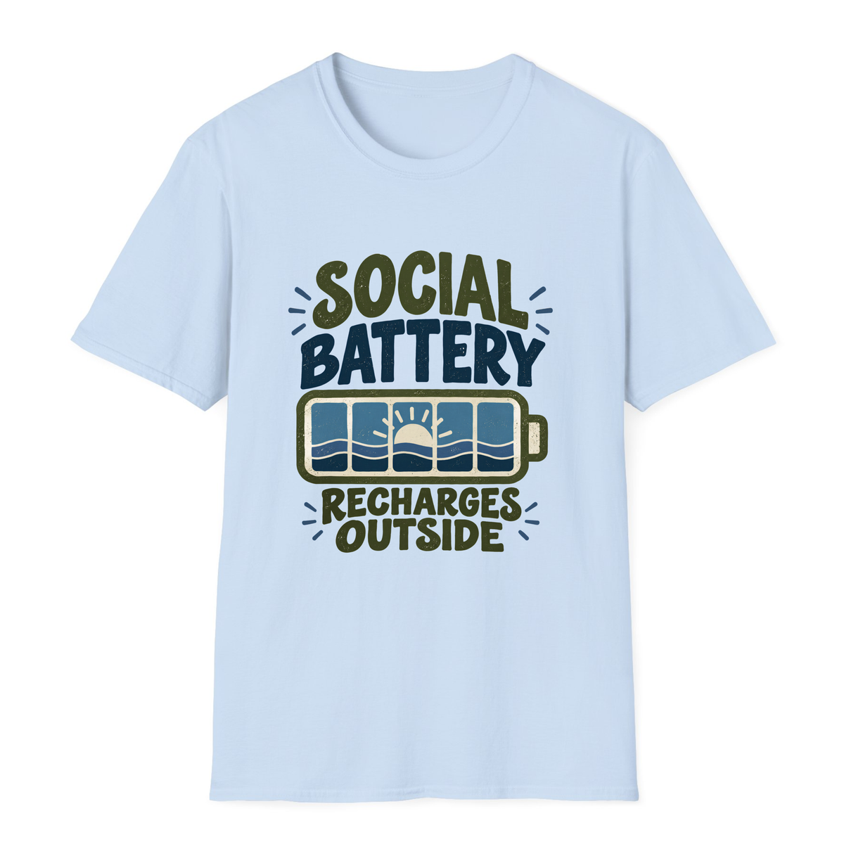 Social Battery T-Shirt - Light Blue - front