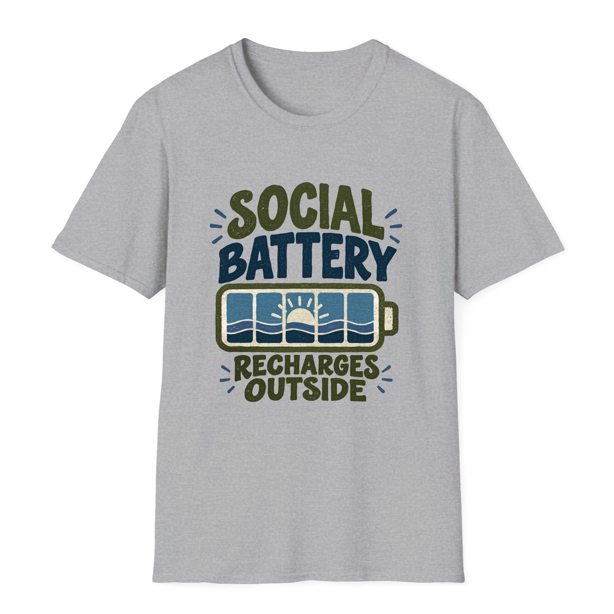 Social Battery T-Shirt - Sport Grey - front