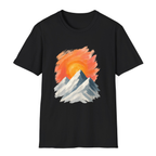 Sunrise Over Peaks T-Shirt - Black - front