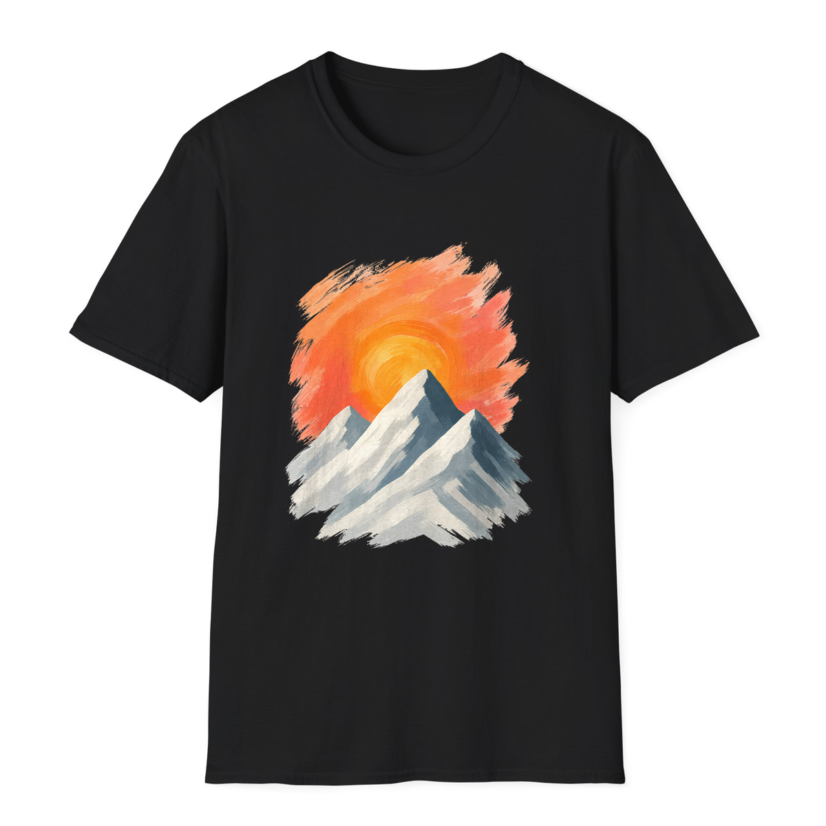 Sunrise Over Peaks T-Shirt - Black - front