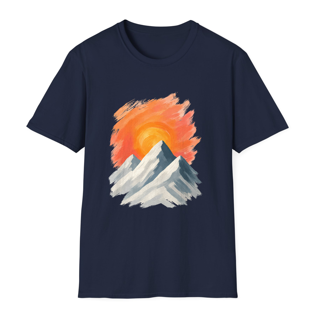 Sunrise Over Peaks T-Shirt - Navy - front