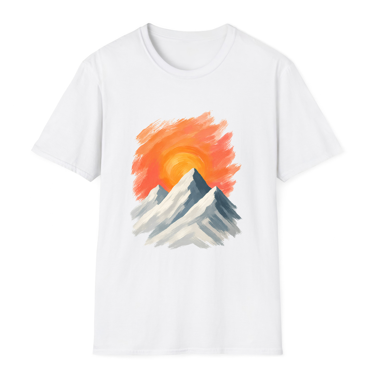 Sunrise Over Peaks T-Shirt - White - front