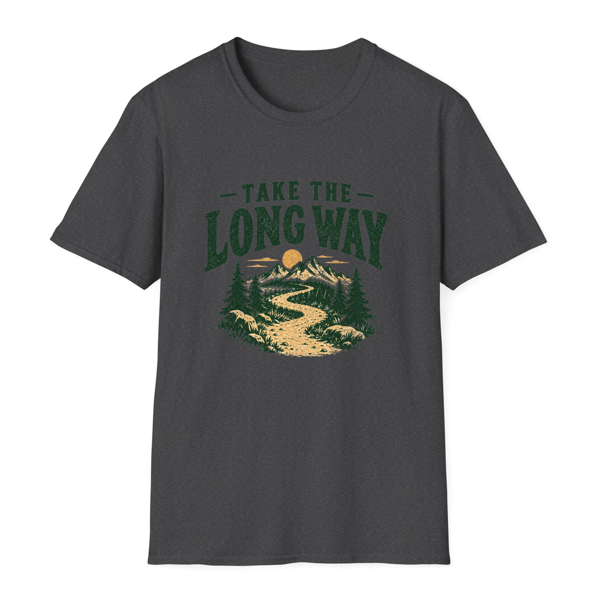 Take the Long Way T-Shirt - Dark Heather - front