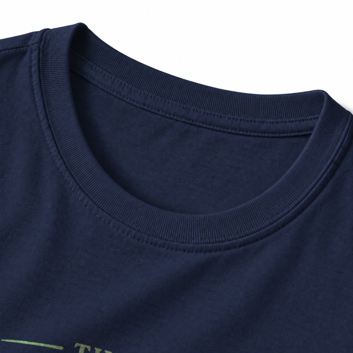 The Trail Knows T-Shirt - Navy - collar close-up