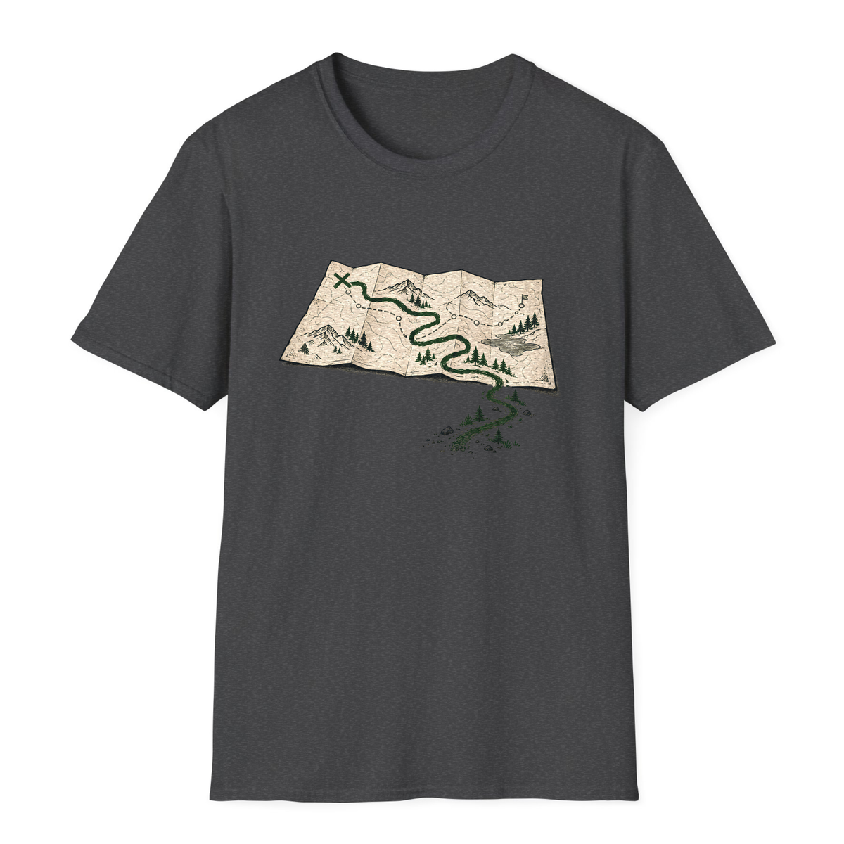 Trail Map T-Shirt - Dark Heather - front