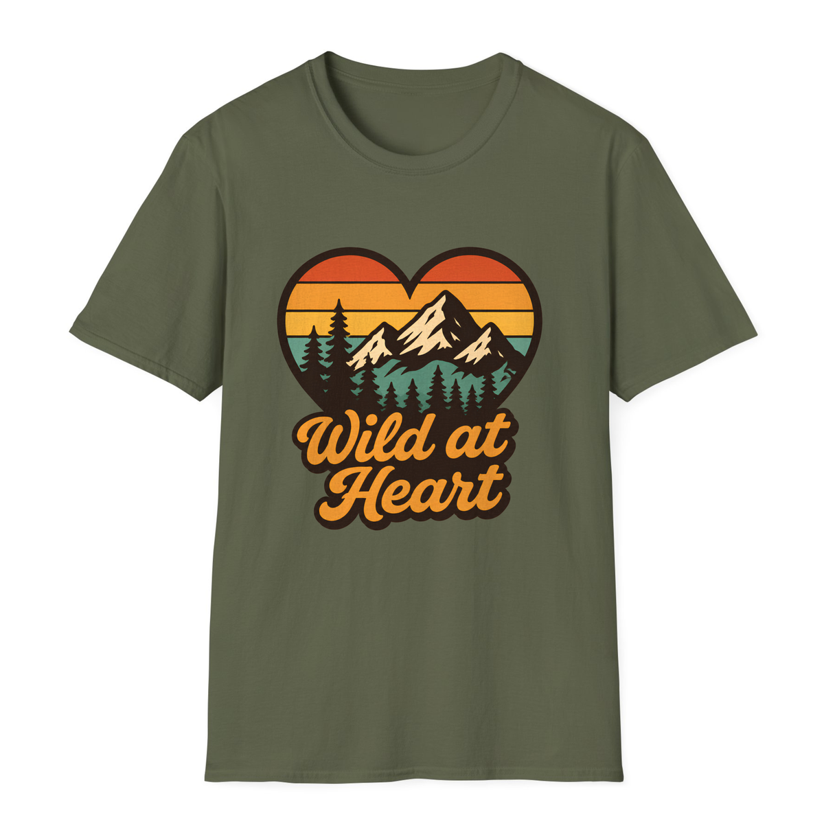 Wild At Heart T-Shirt - Military Green - front