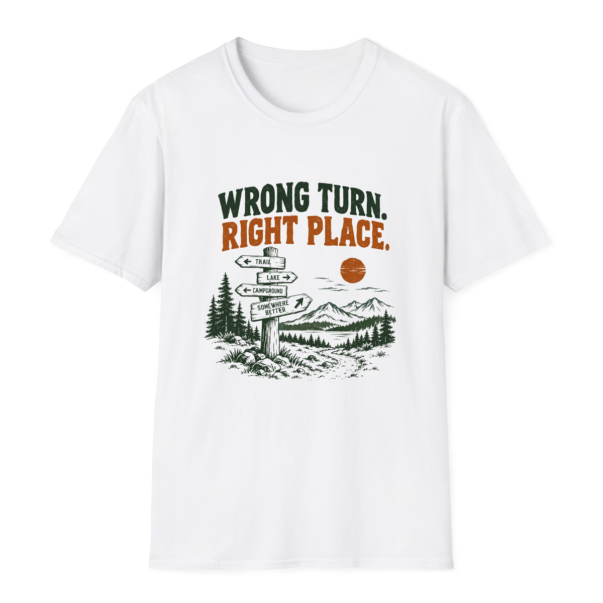 Wrong Turn Right Place T-Shirt - White - front